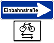 Verkehrszeichen 220 mit 1000-32 StVO und Zeichen 267 mit 1022-10 StVO